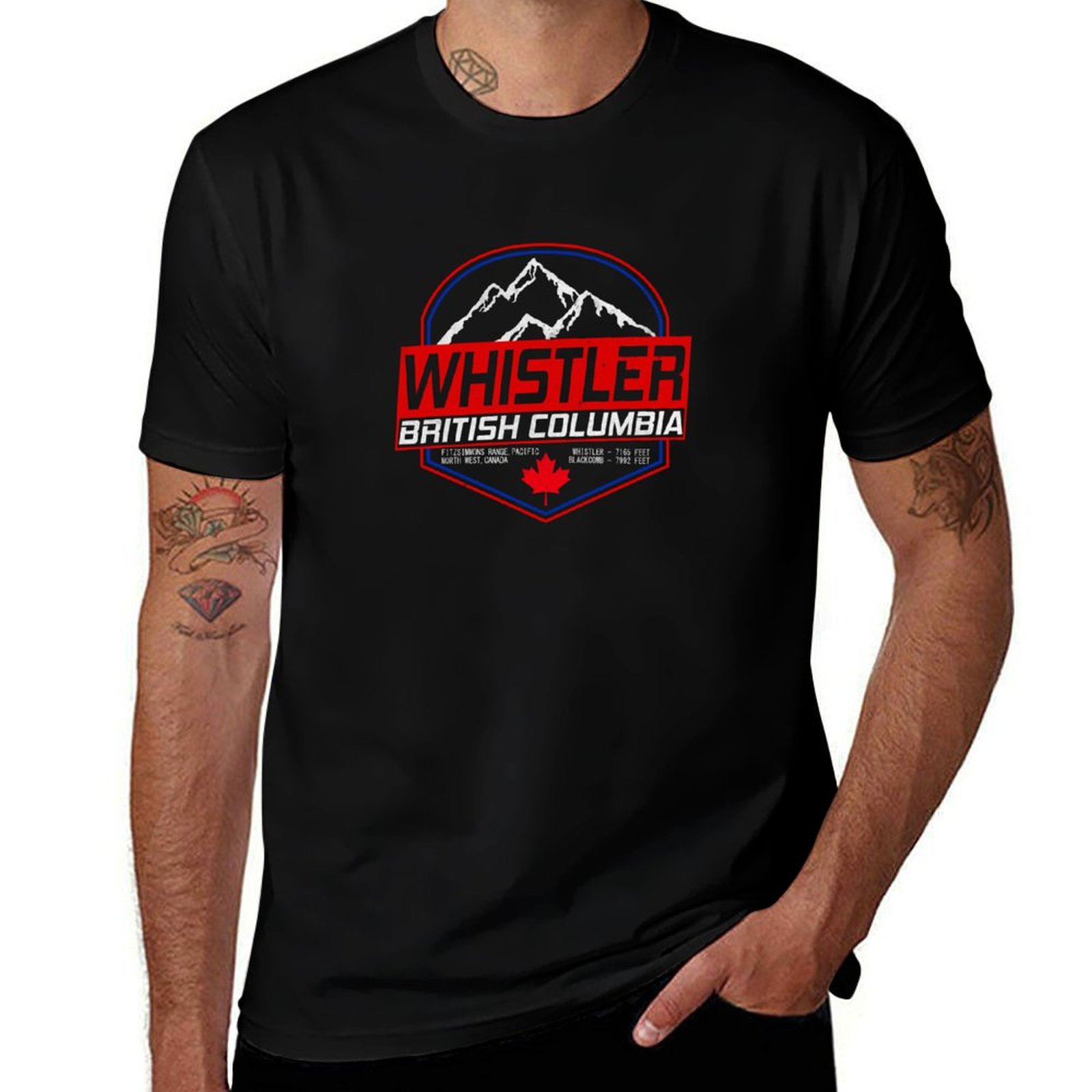 Mountain Biking Whistler - Ретро-футболка Ski Whistler, Британская Колумбия, Канада